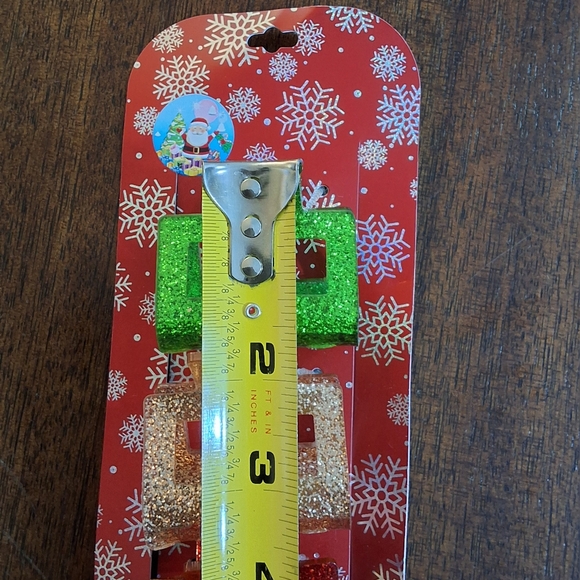 Festive Christmas Themed Set of 3 Hair Claws Clips, Green, Gold, & Red, NEW - Picture 5 of 6